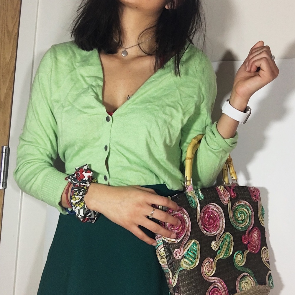Like green thin cardigan